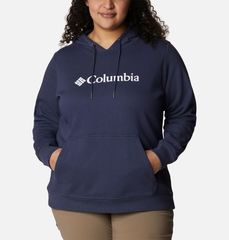 Hanorac Cu Gluga Columbia Logo Dama Bleumarin | Plus Size PJS98QZ1M